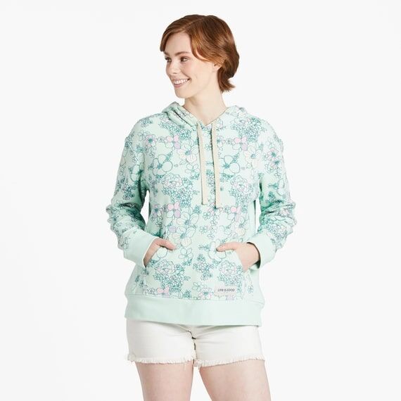 Life Is Good Women's Floral Garden Pattern Simply True Fleece Hoodie