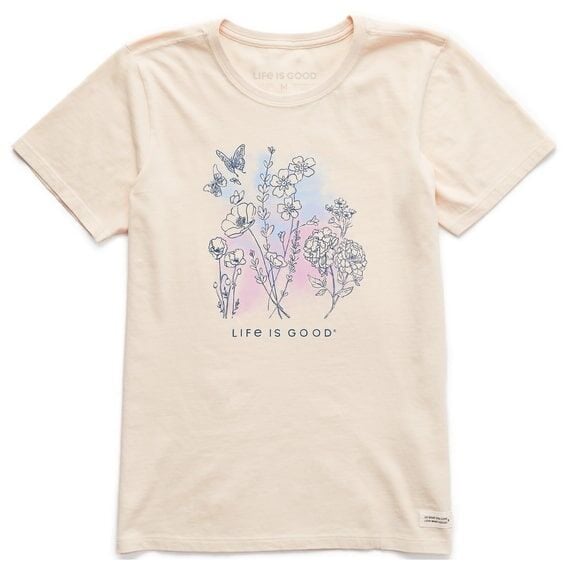 Life Is Good Women's Pen And Ink Flowers Crusher T-Shirt