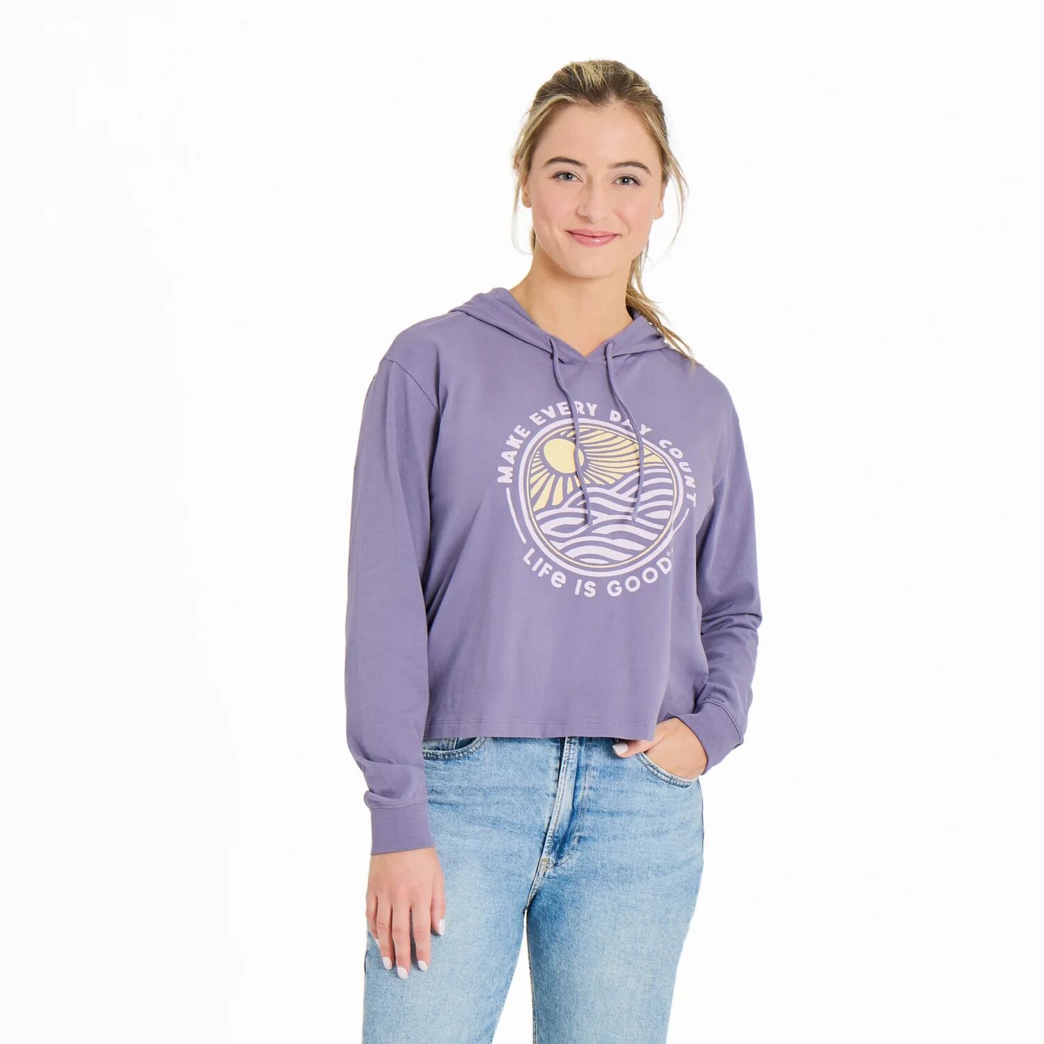 Life Is Good Women's Make Every Day Count Sunset Crusher Boxy Hoodie