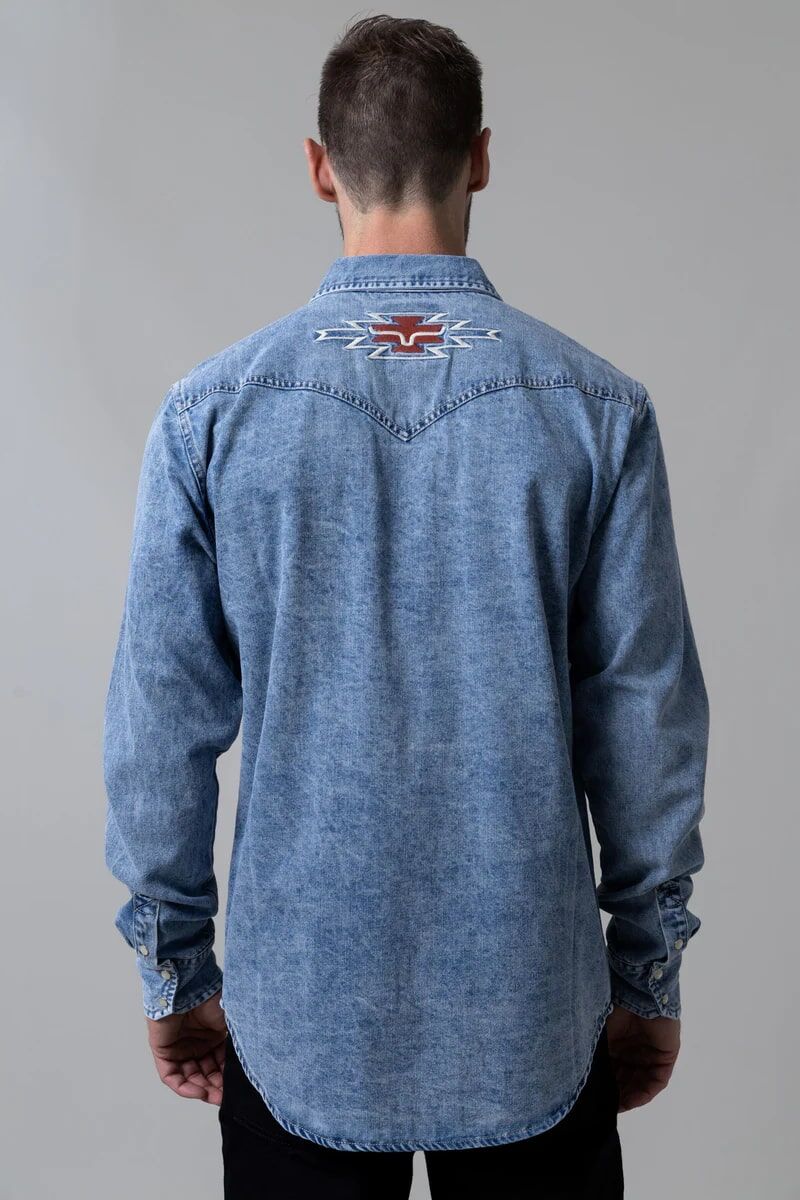 Kimes Ranch Men's Durango Denim Shirt in Indigo Blue