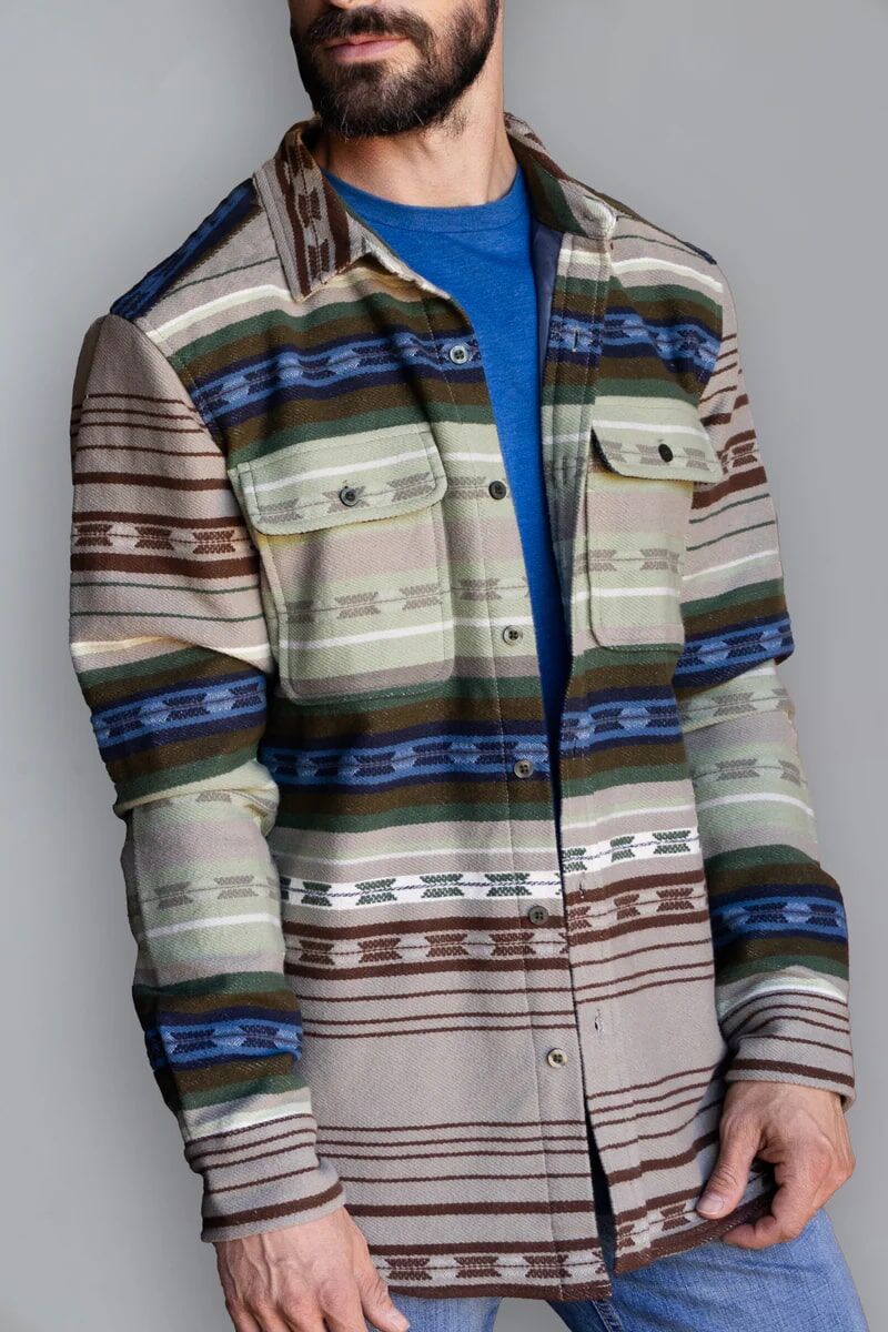 Kimes Ranch Men's Pueblo Strip Shacket in Sage