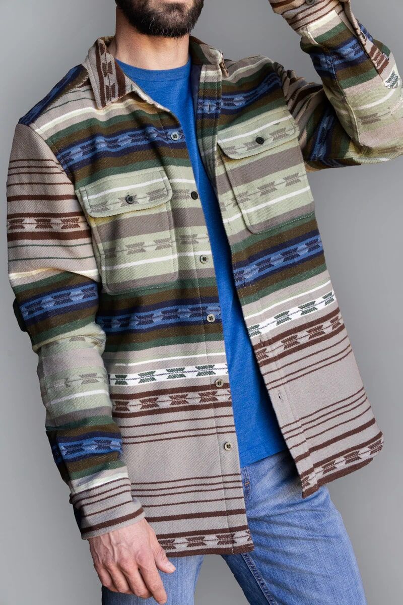 Kimes Ranch Men's Pueblo Strip Shacket in Sage
