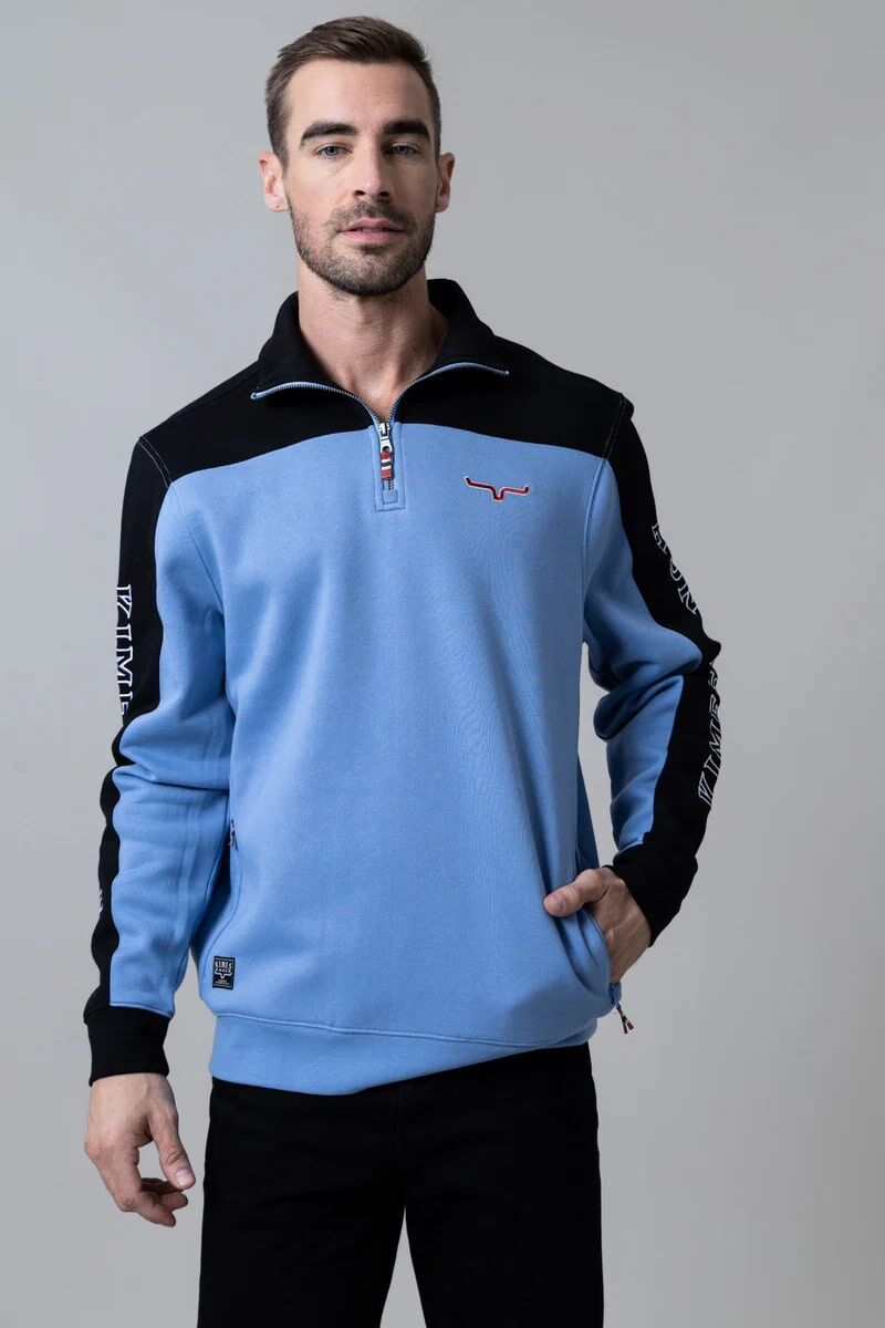 Kimes Ranch Men's Competitor 1/4 Zip Pullover in Light Blue