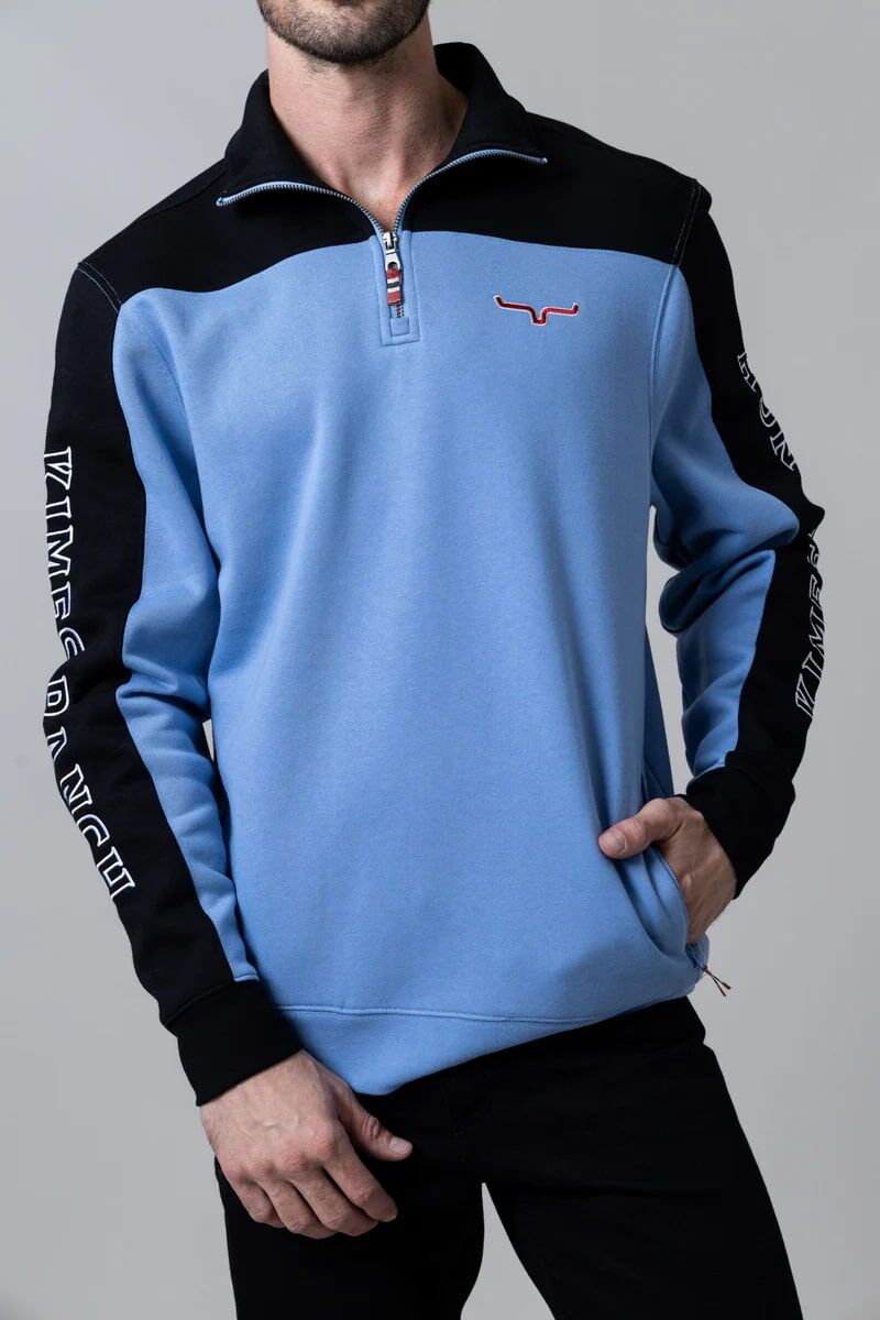 Kimes Ranch Men's Competitor 1/4 Zip Pullover in Light Blue