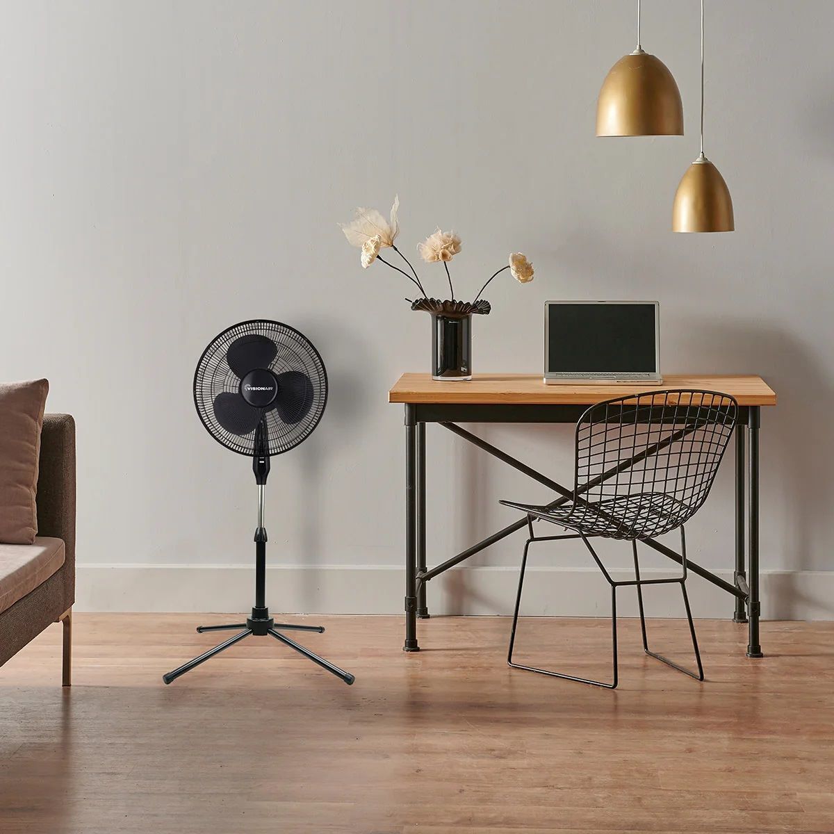 Visionair Black Oscillating Pedestal Fan, 16-In