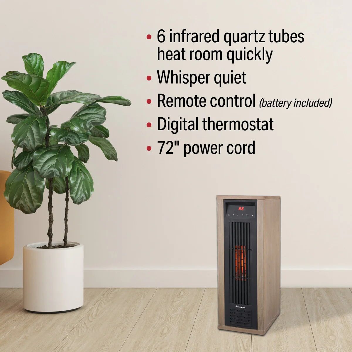 VisionAir 1500/1000-W Digital 6 Tube Infrared Heather With Remote, 24-In