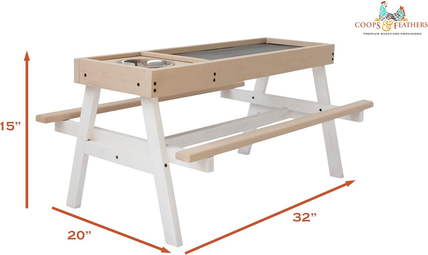 Coops & Feathers Chick-Nic Table, White/Tan