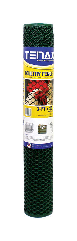 Tenax Green Poultry Fence, 3-Ft X 25-Ft