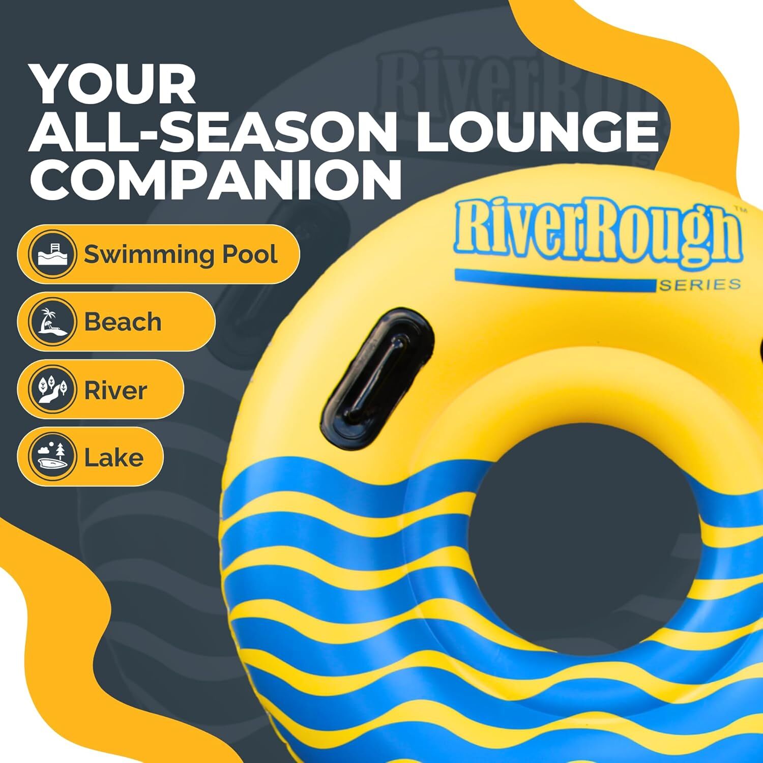 Solstice RiverRough Series 1 Person Large Inflatable River Raft Tube, 48-In