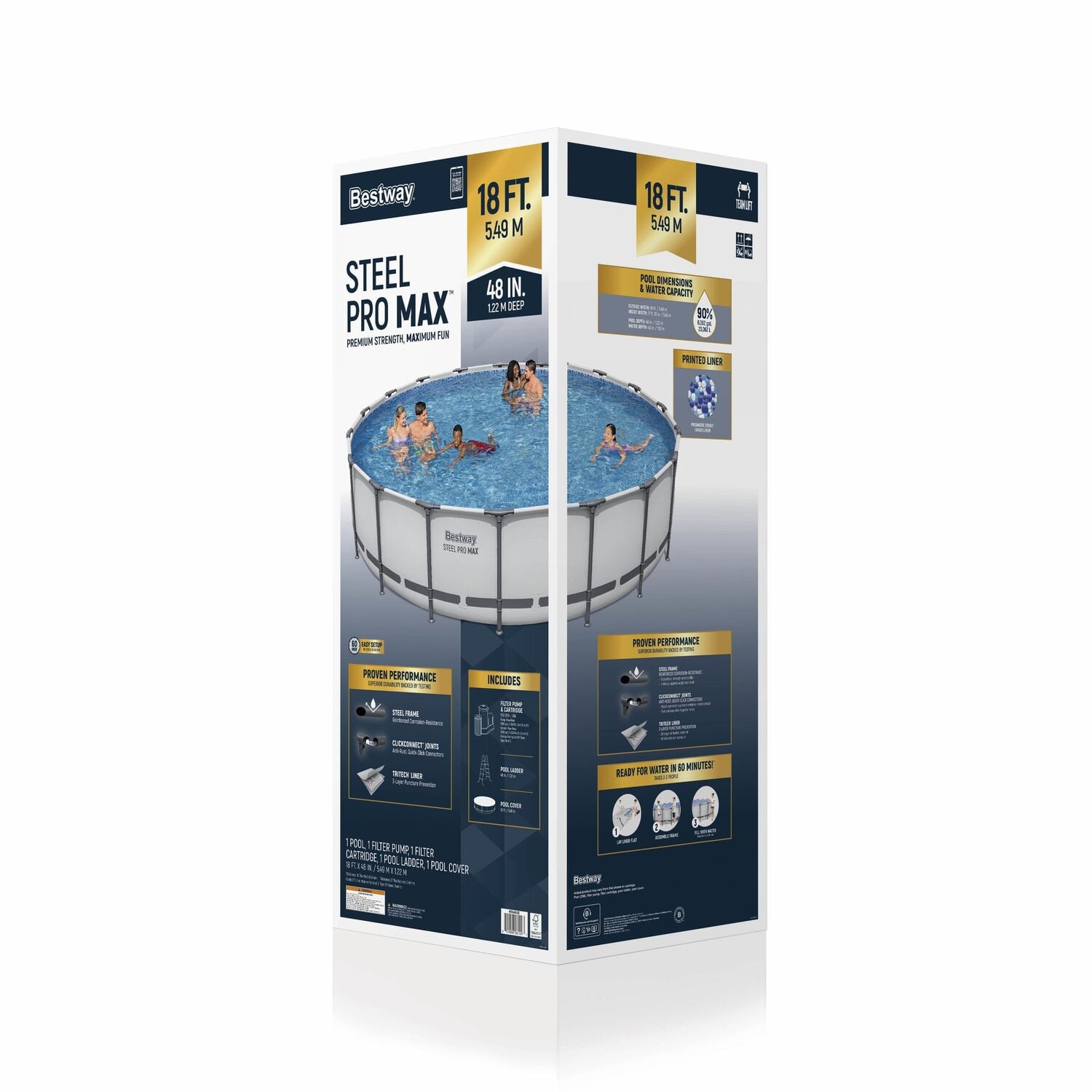 Bestway Steel Pro MAX Above Ground Pool Set, 18-Ft x 48-In 