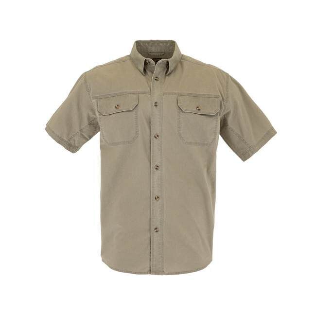 Noble Outfitters Men's Short Sleeve Weathered Work Wear Dual Chest Pocket Collar Shirt