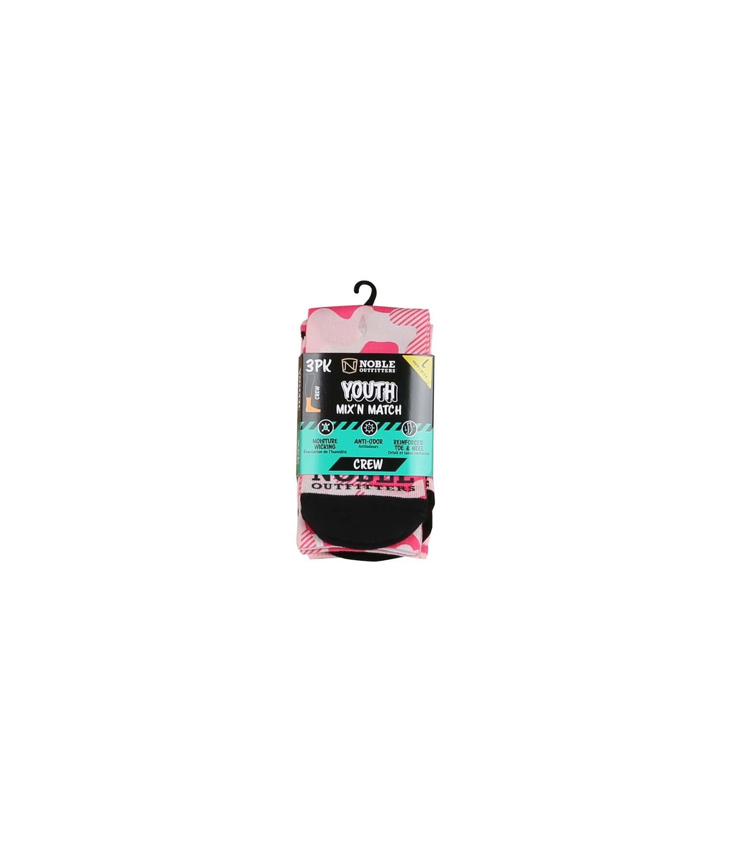 Noble Outfitters Youth Mix 'N Match Printed Crew Sock 3-Pk
