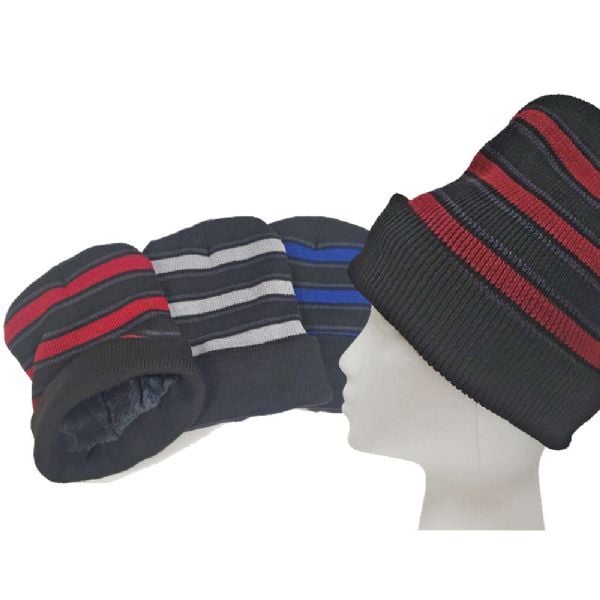 Royal Deluxe Men's Fur Lined Multi-Stripe Beanie Assortment