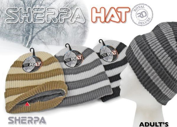 Royal Deluxe Women's Sherpa Lined Striped Beanie Assortment