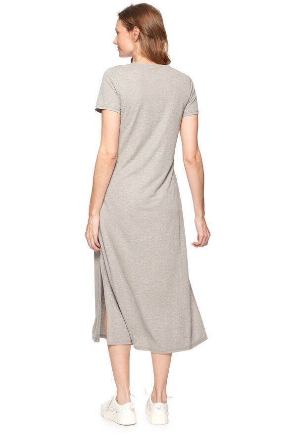 Threadgrit Women's Meredith Ribbed Knit Maxi Dress in Grey