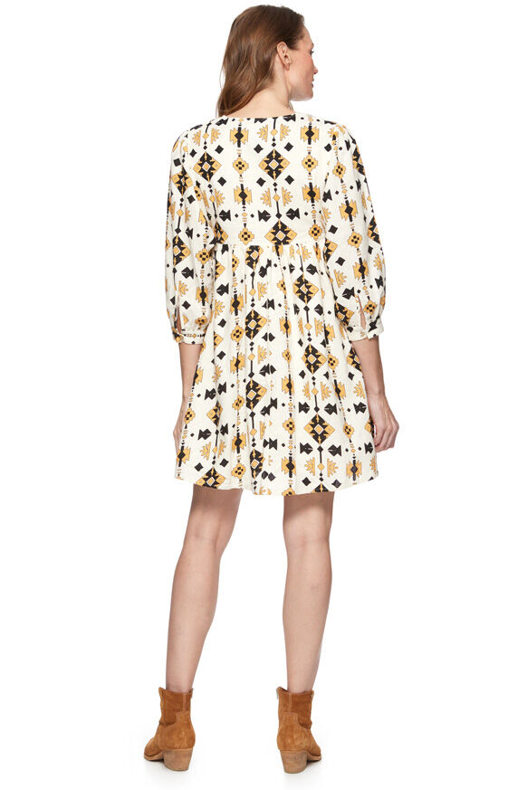 Threadgrit Women's Alexa Split Neck Dress in Cream