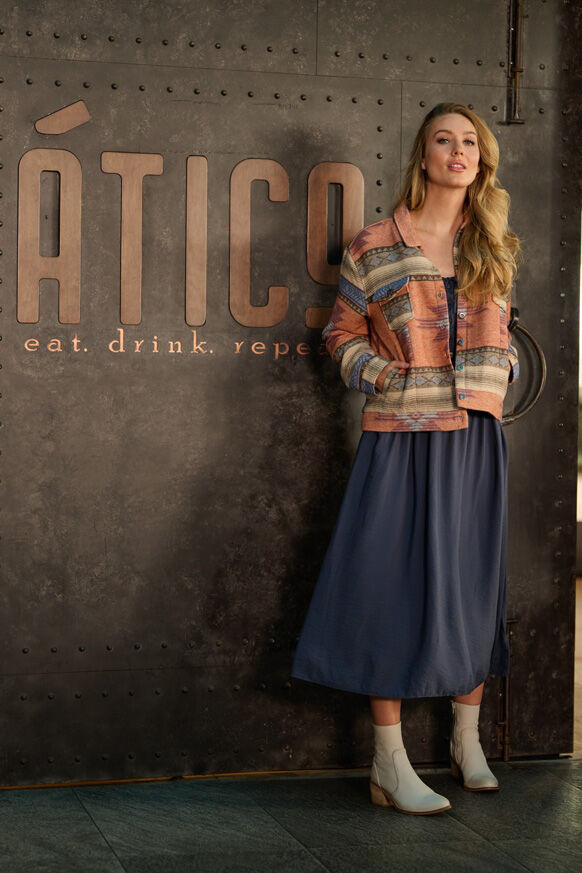 Threadgrit Women's Brittany Southwest Jacket in Blue