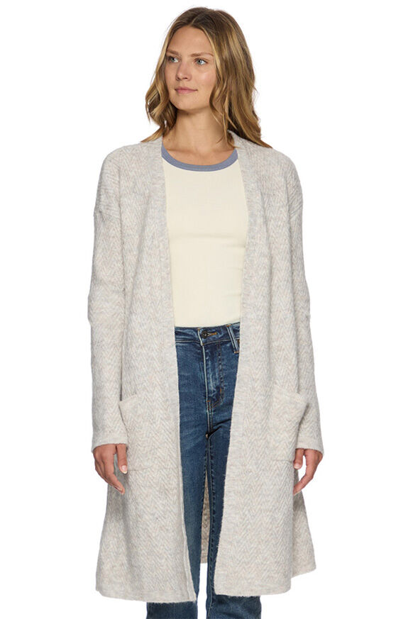 Threadgrit Women's Wren Open Front Cardigan in Heather Grey