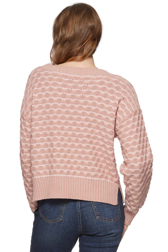 Threadgrit Women's Vivien Striped Crewneck Sweater in Mauve