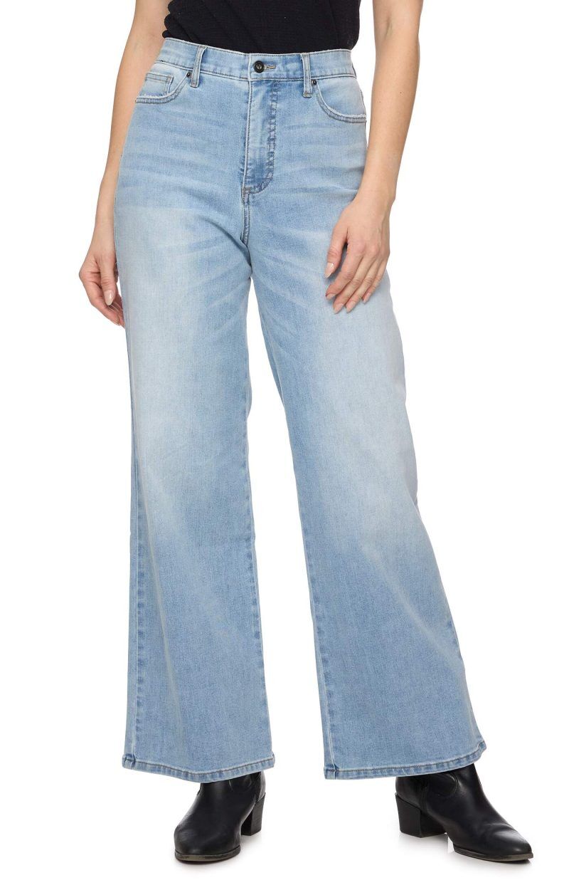 Threadgrit Women's Willow Mid Rise Wide Leg Jean