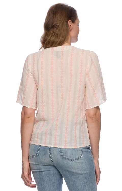 Threadgrit Women's Charlene Tie Front Top in Coral