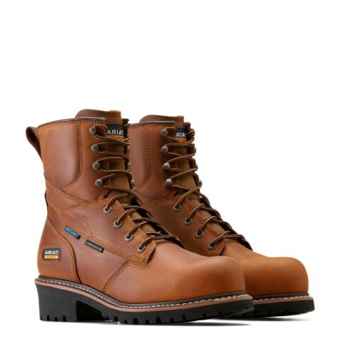 Ariat Men's Logger Shock Shield Waterproof Composite Toe Work Boot in Copper Brown