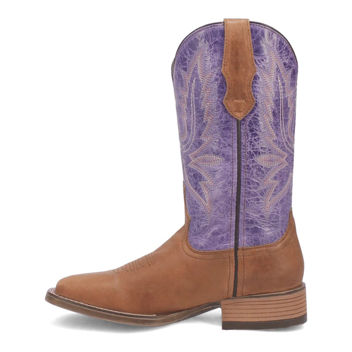 Laredo Women's Mara Square Toe Western Boot in Tan/Purple
