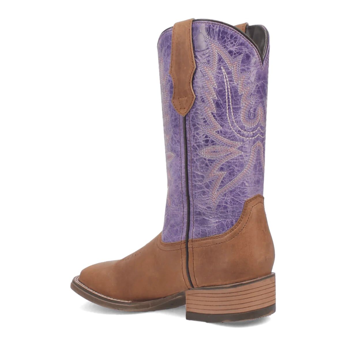 Laredo Women's Mara Square Toe Western Boot in Tan/Purple