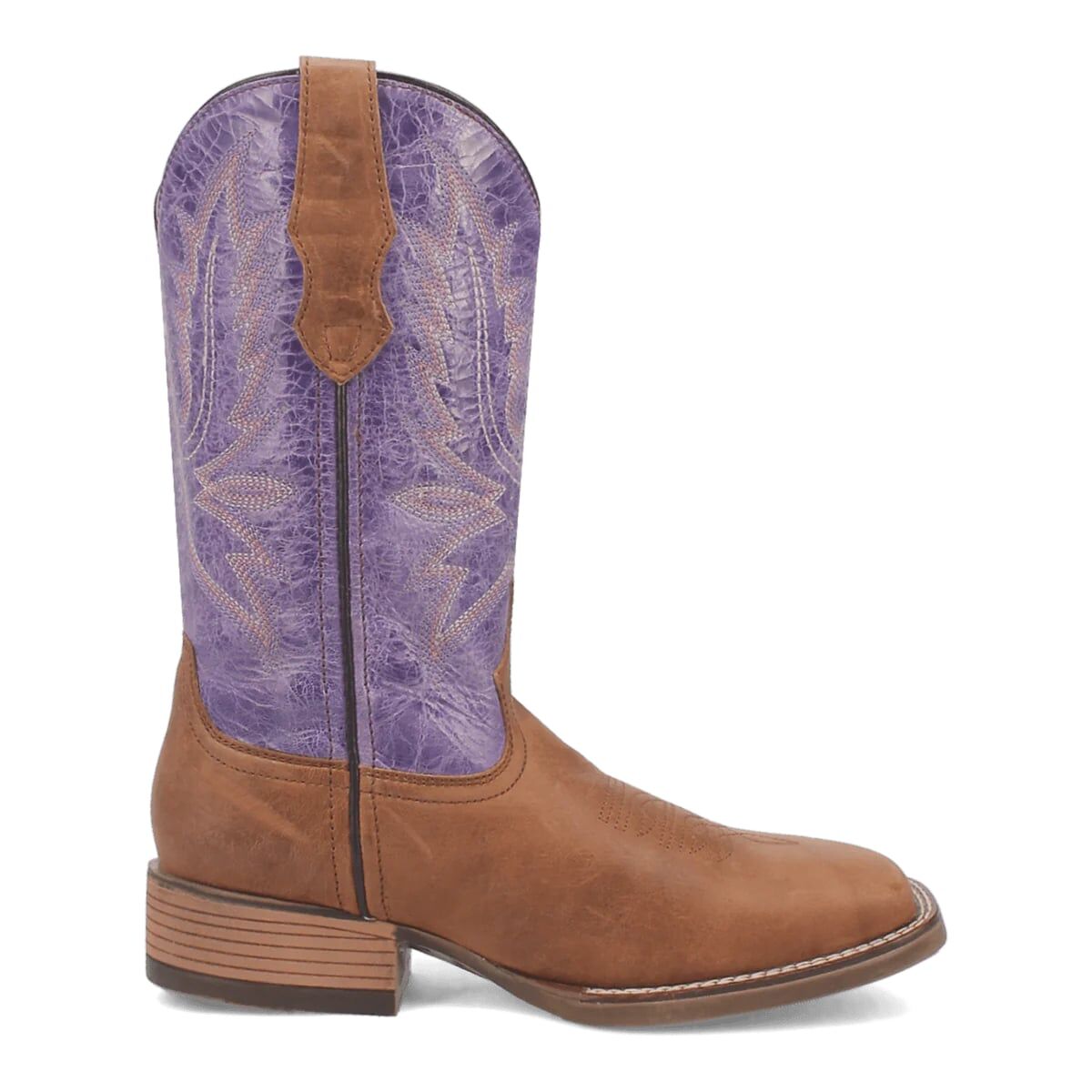 Laredo Women's Mara Square Toe Western Boot in Tan/Purple
