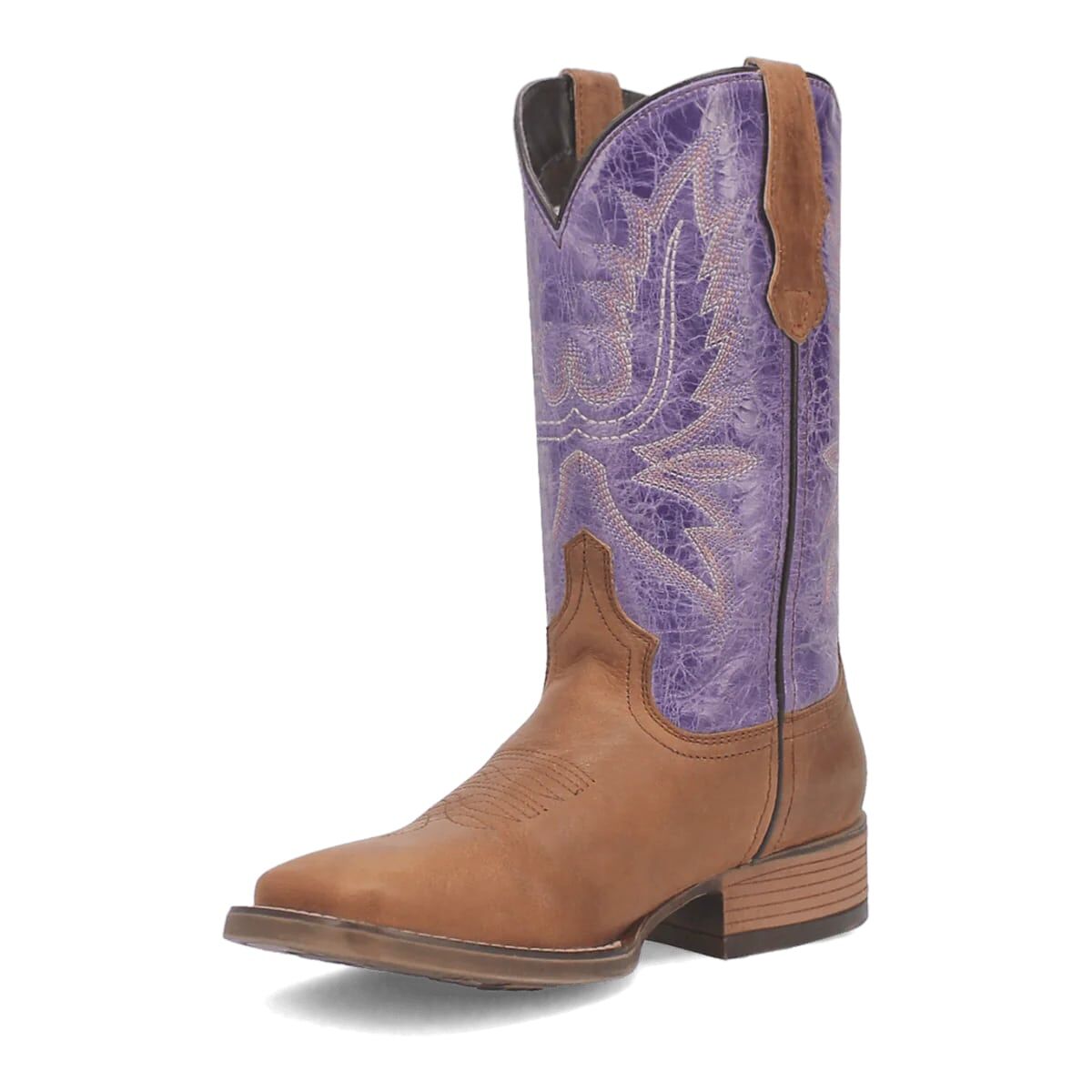 Laredo Women's Mara Square Toe Western Boot in Tan/Purple