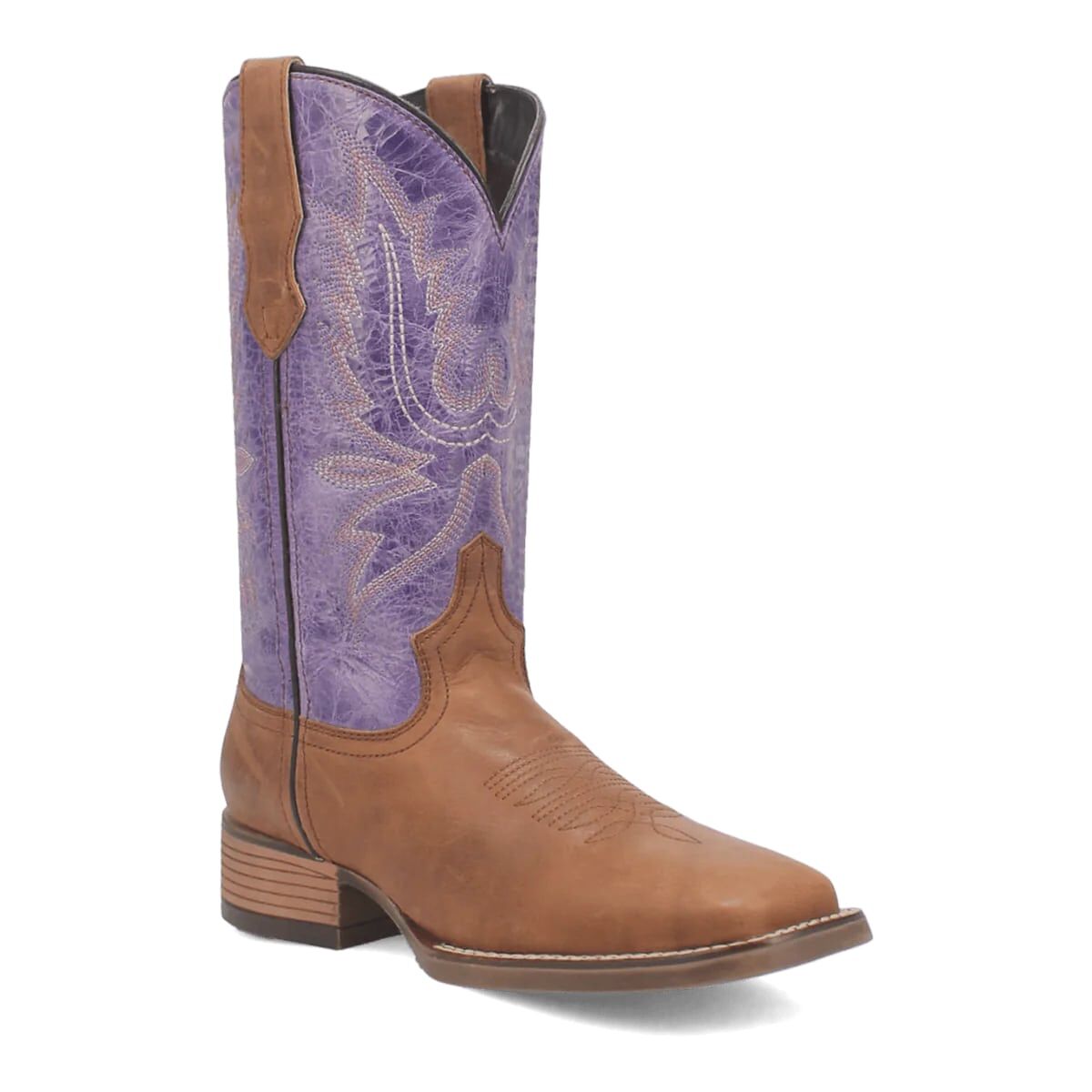 Laredo Women's Mara Square Toe Western Boot in Tan/Purple