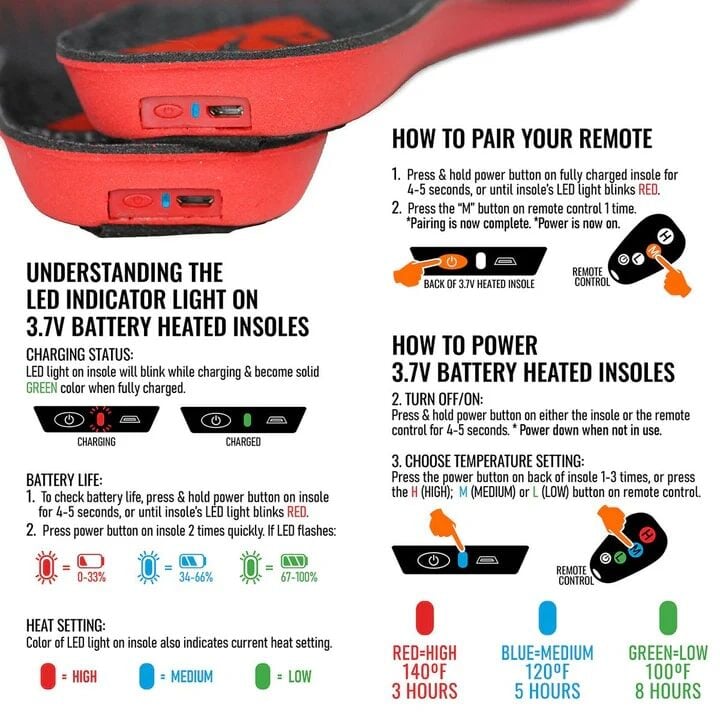 ActionHeat Rechargeable Heated Insoles With Remote