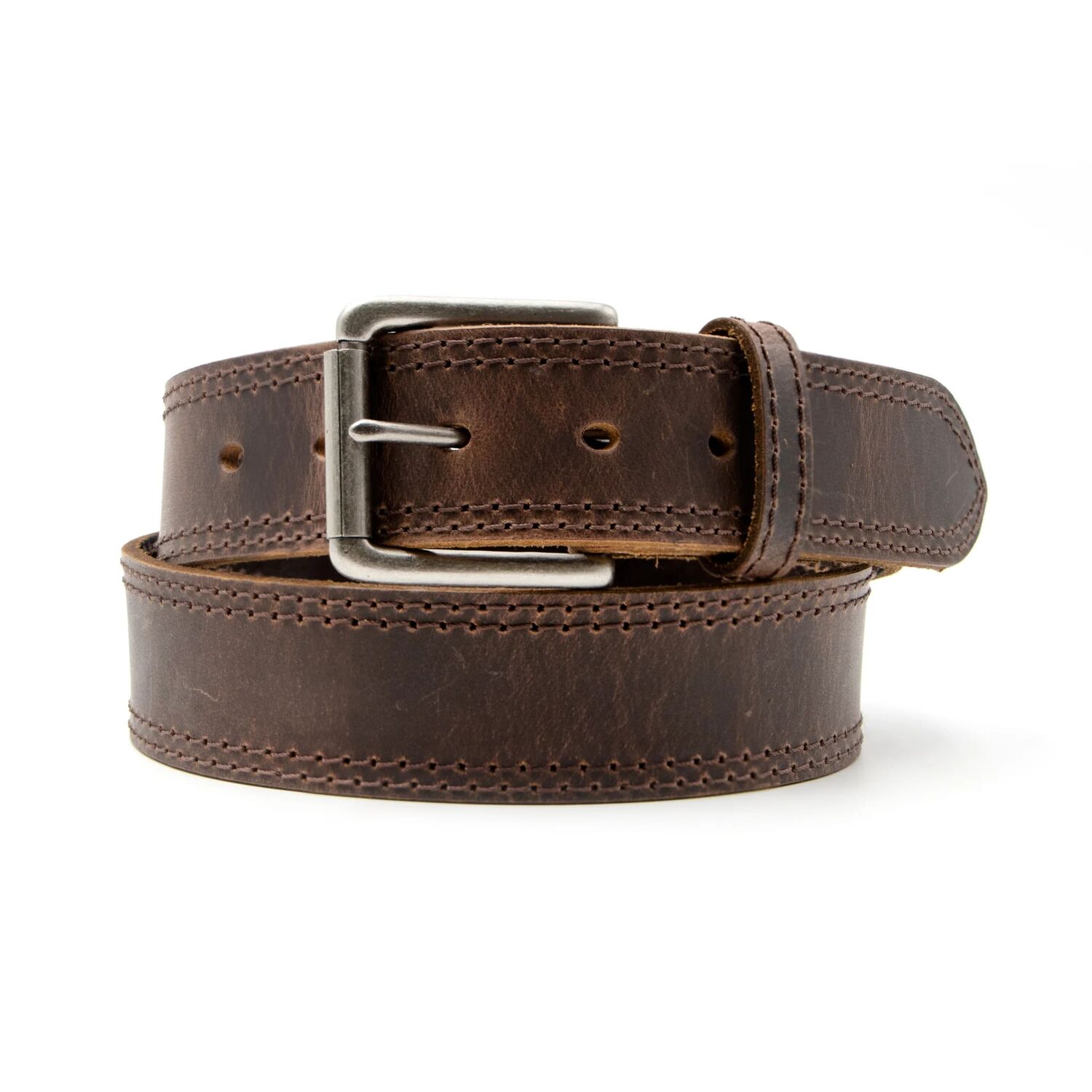 AndWest Women's 1 1/2-In Roller Buckle Double Stitch Belt in Brown