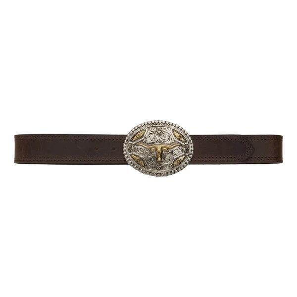 AndWest Kids' 1 1/4-in Longhorn Buckle Belt in Brown