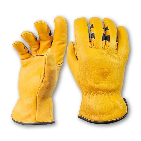 Bear Knuckles Men's Heavy Duty Leather Cowhide Gloves in Yellow