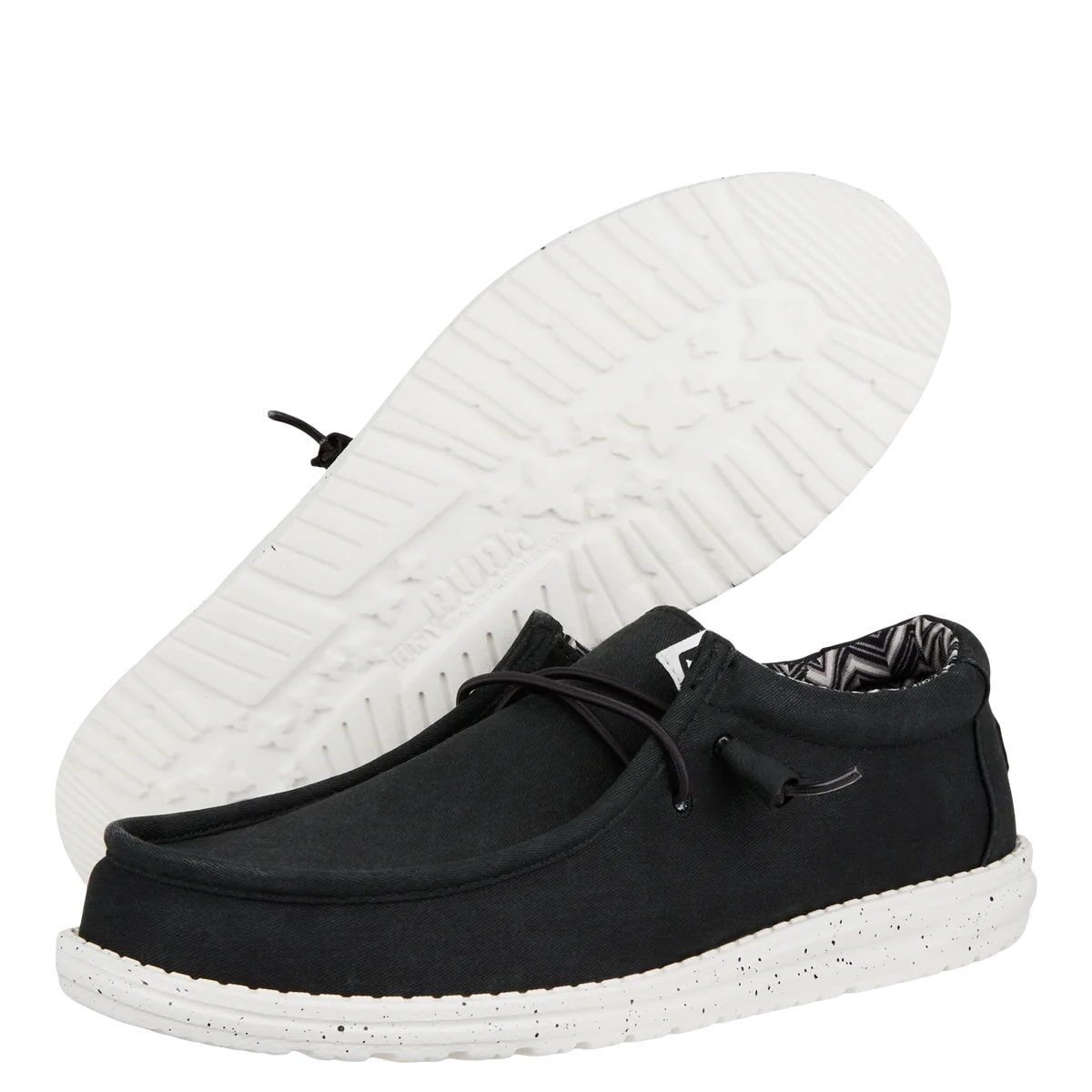 Hey Dude Men's Wally Stretch Canvas Shoe in Black/White