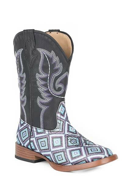 Roper Kids' Square Toe Diamond Glitter Boot