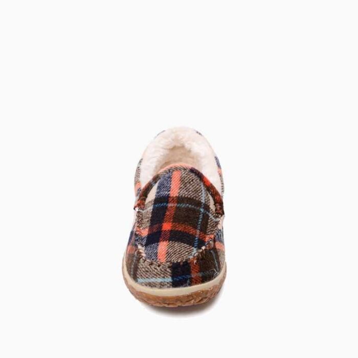 Minnetonka Women's Tempe Slipper in Brown Autumn Plaid