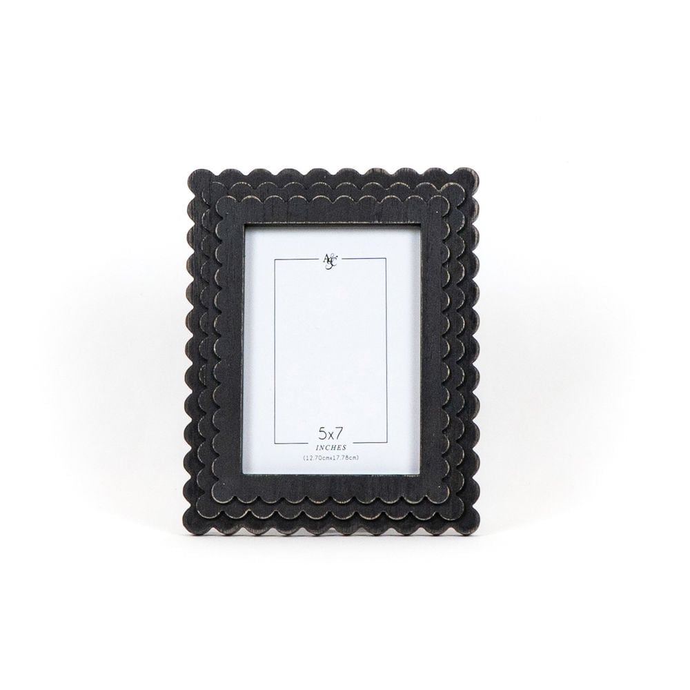 Adams & Co. Black  Scalloped Wood Photo Frame, 8-In x 10-In x 1-In