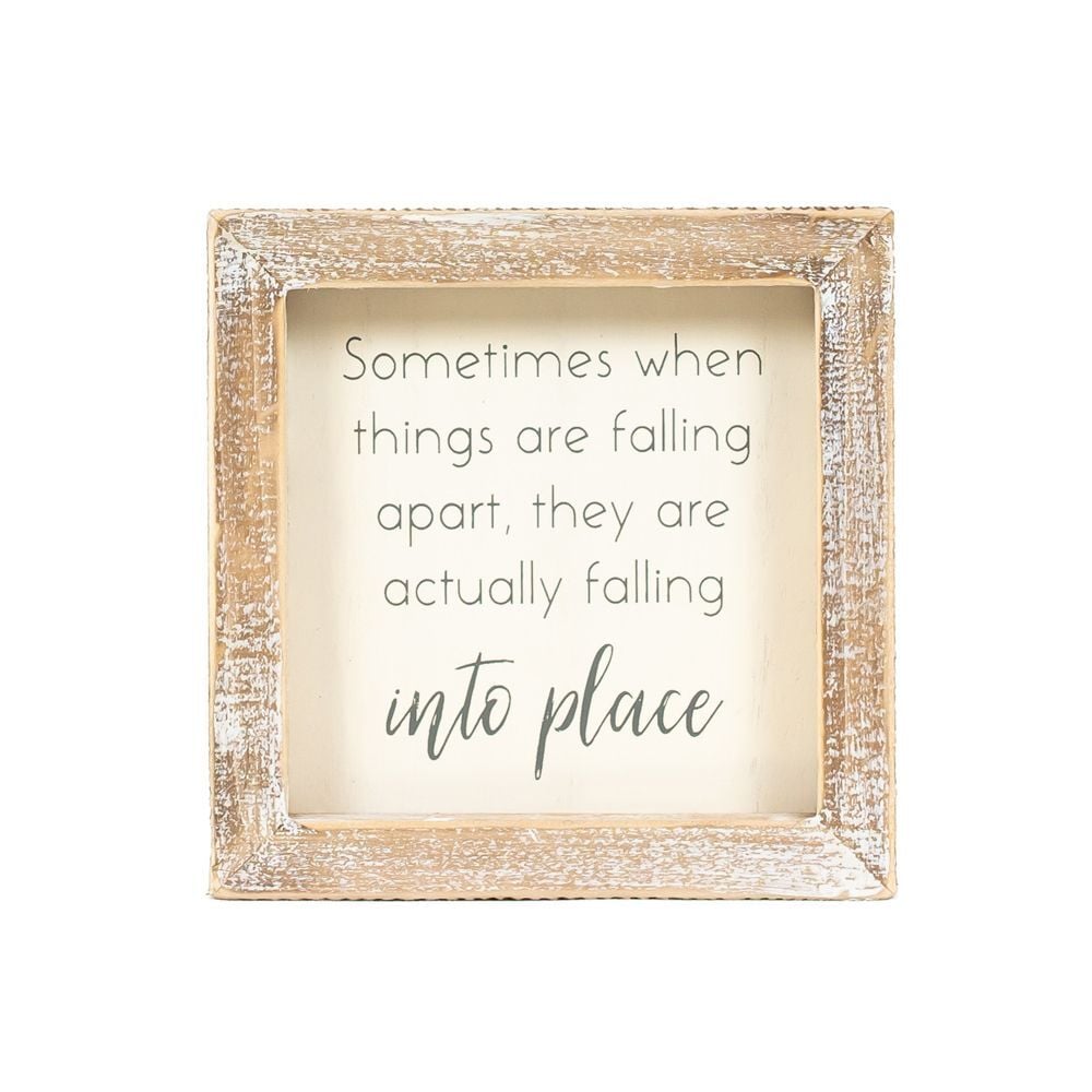 Adams & Co. Into Place White & Grey Wood Frame Sign, 5-In x 5-In x 1.5-In