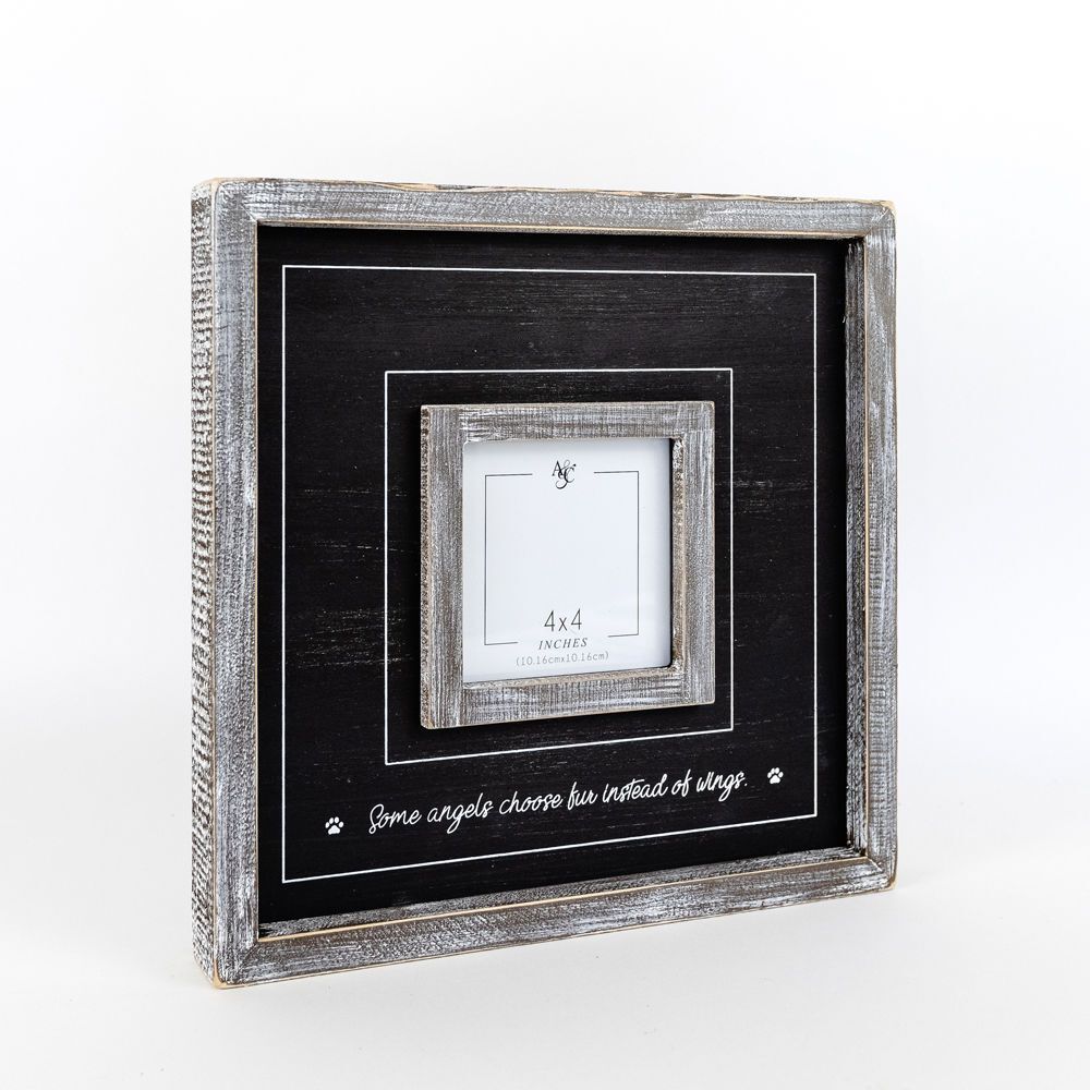 Adams & Co. Fur Wings Black & White Wood Photo Frame, 10-In x 10-In x 1.5-In