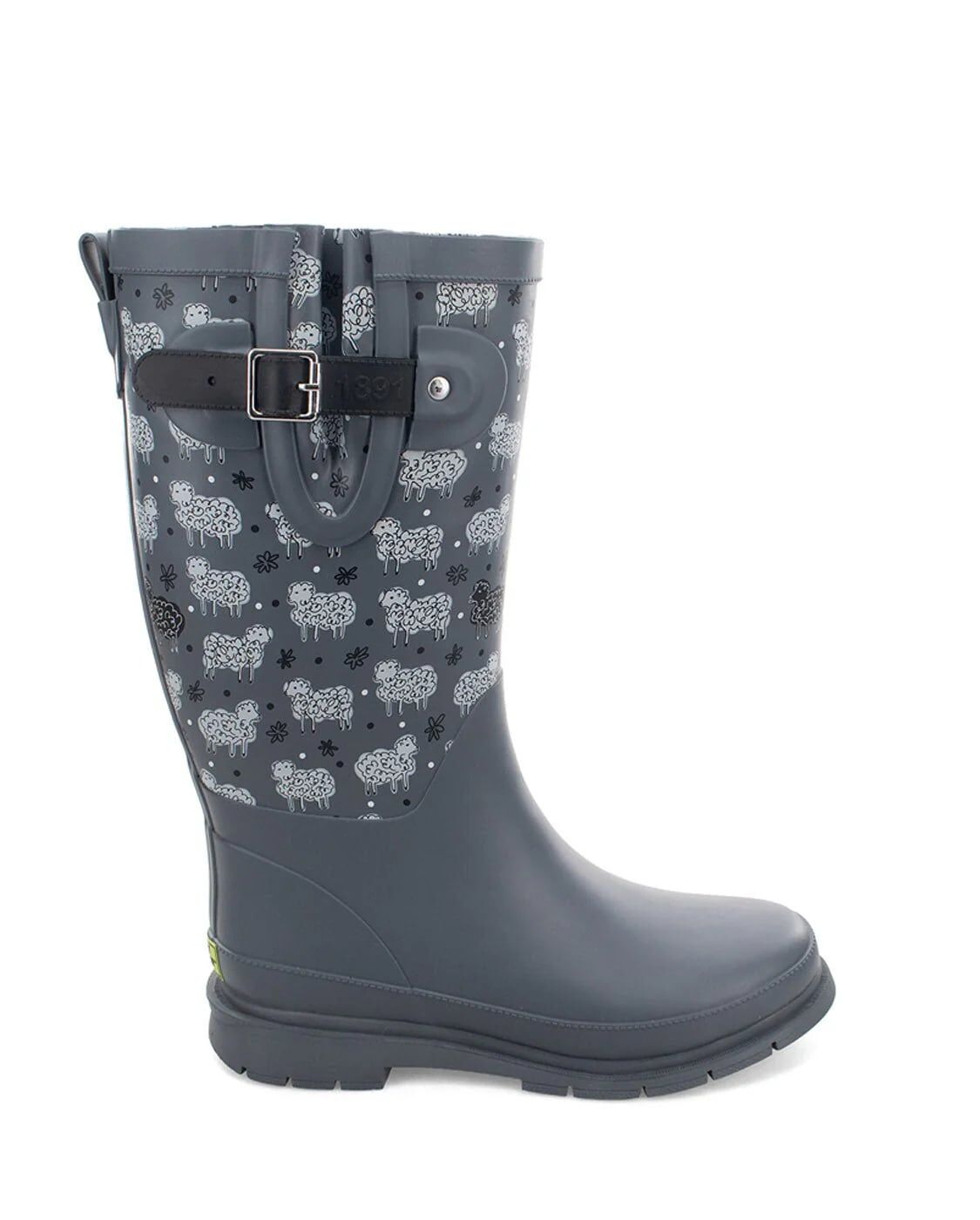 Western Chief Women's Black Sheep Faux Fur Tall Rain Boot