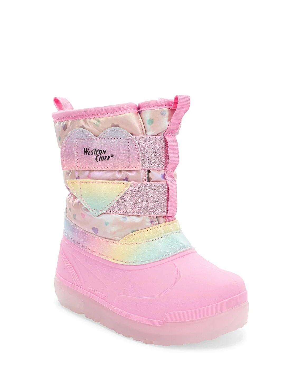 Western Chief Kids' Denali Lighted Faux Fur Cold Weather Boot in Pink