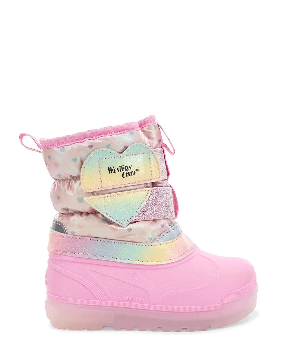 Western Chief Kids' Denali Lighted Faux Fur Cold Weather Boot in Pink