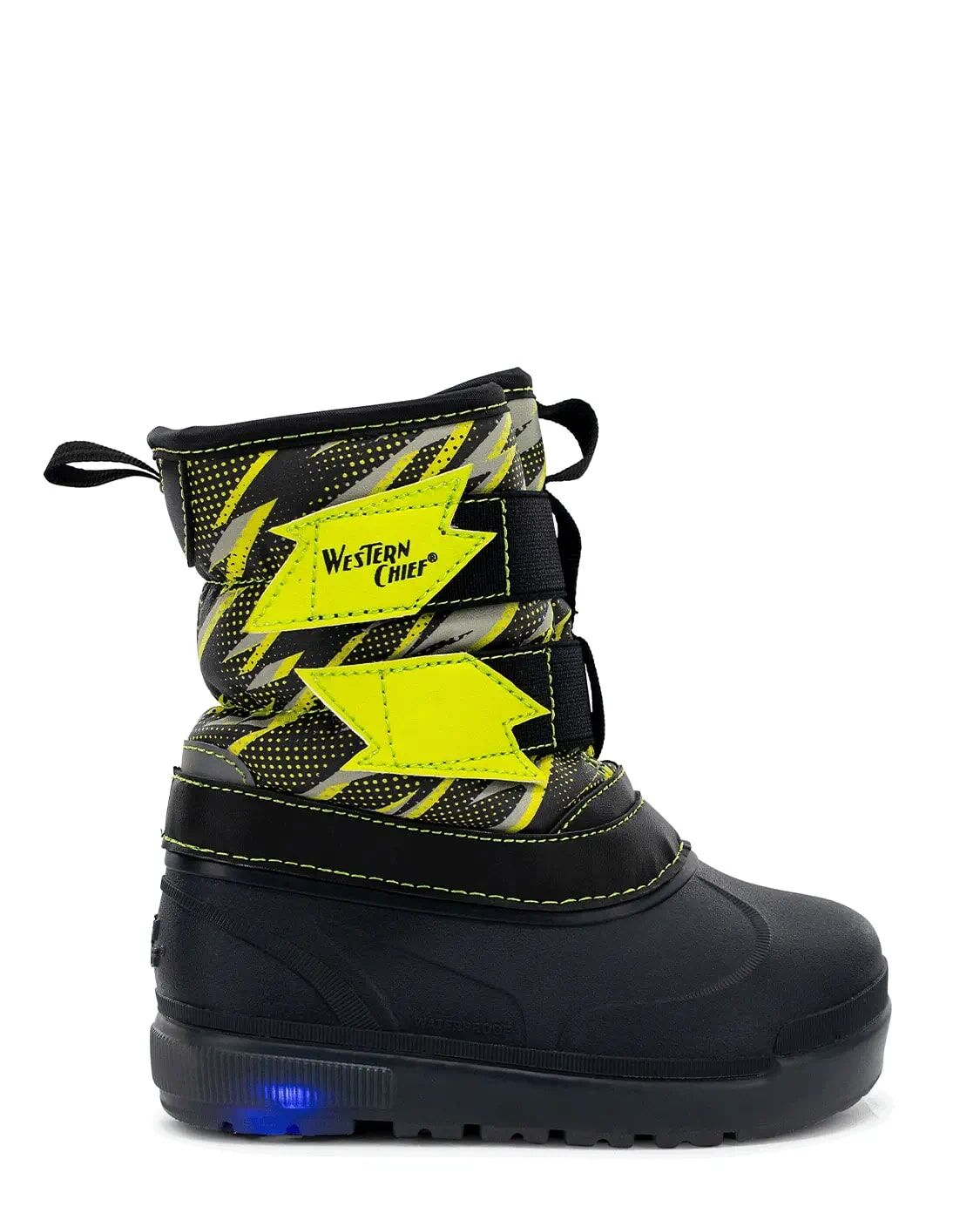 Western Chief Kids' Denali Lighted Faux Fur Cold Weather Boot in Charcoal