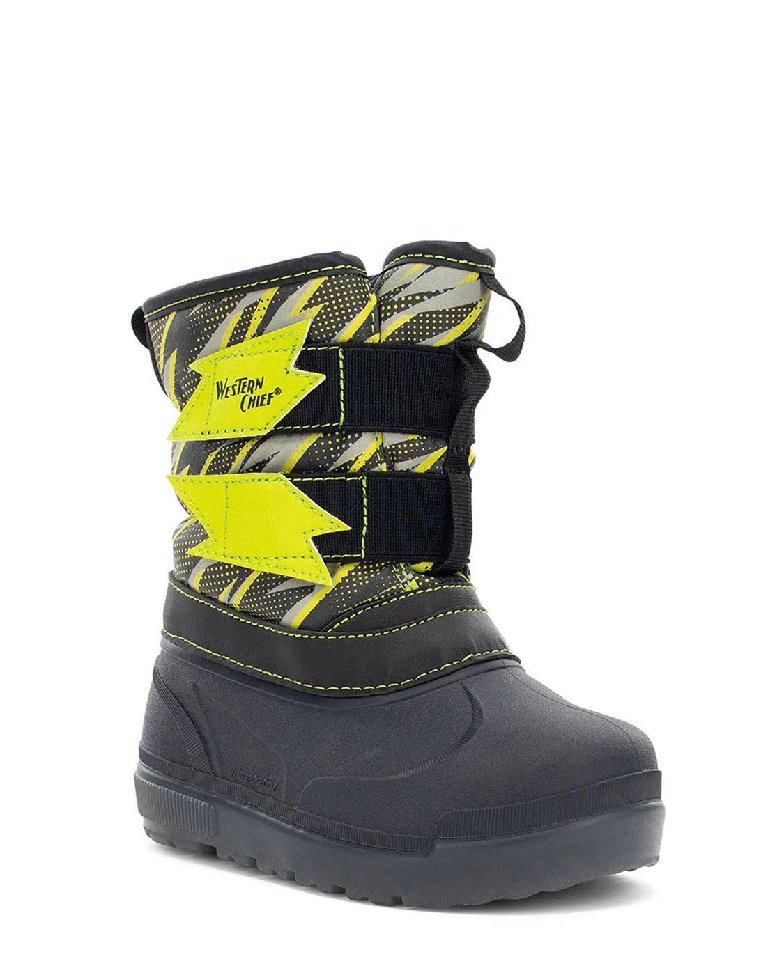 Western Chief Kids' Denali Lighted Faux Fur Cold Weather Boot in Charcoal