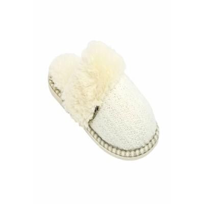 GaaHuu Women's Textured Knit Scuff Fur Lined Slippers in Tan