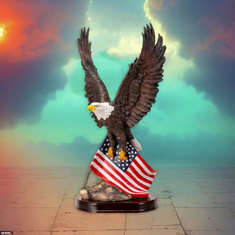 Pacific Trading Eagle With Flag Statue