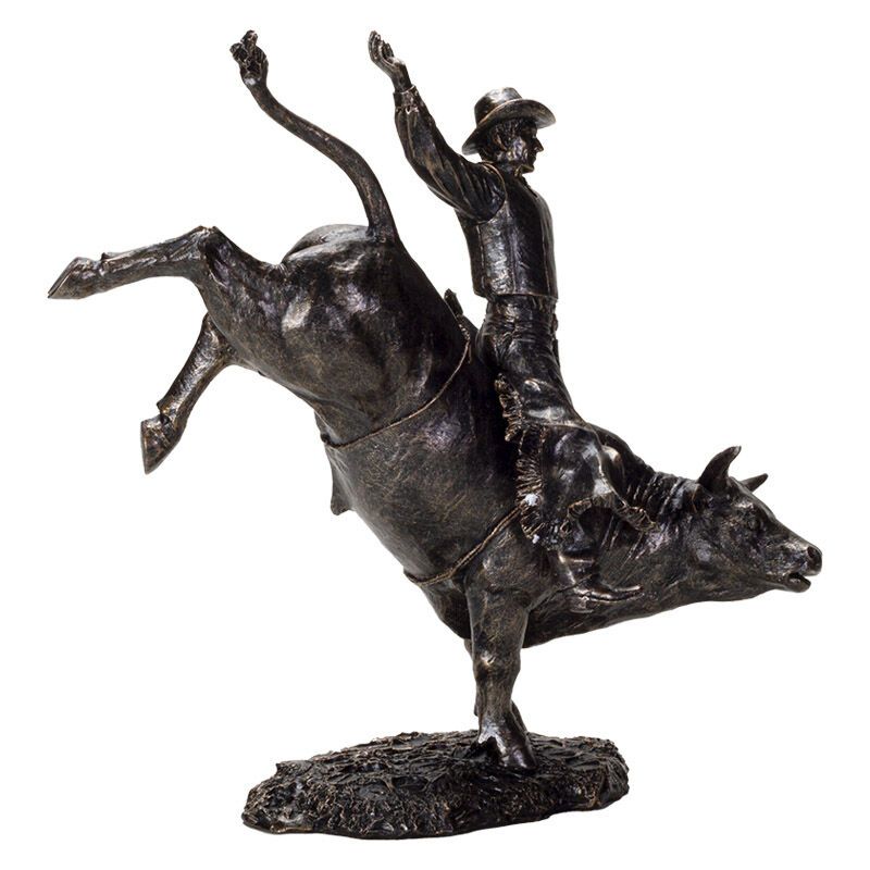 Pacific Trading Cowboy On Bull Figure, 10 1/4-In x 5 3/4-In x 10 1/2-In