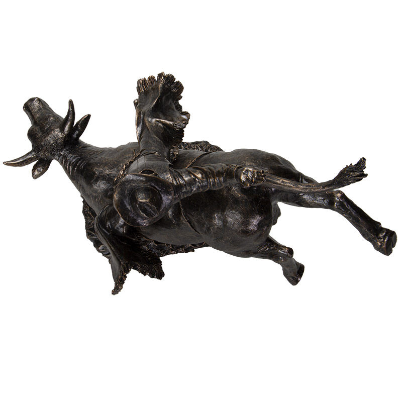 Pacific Trading Cowboy On Bull Figure, 10 1/4-In x 5 3/4-In x 10 1/2-In